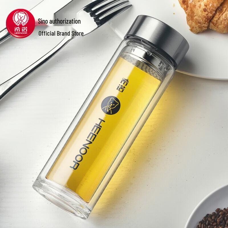 Heenoor Portable Double Wall Glass Tea Mug