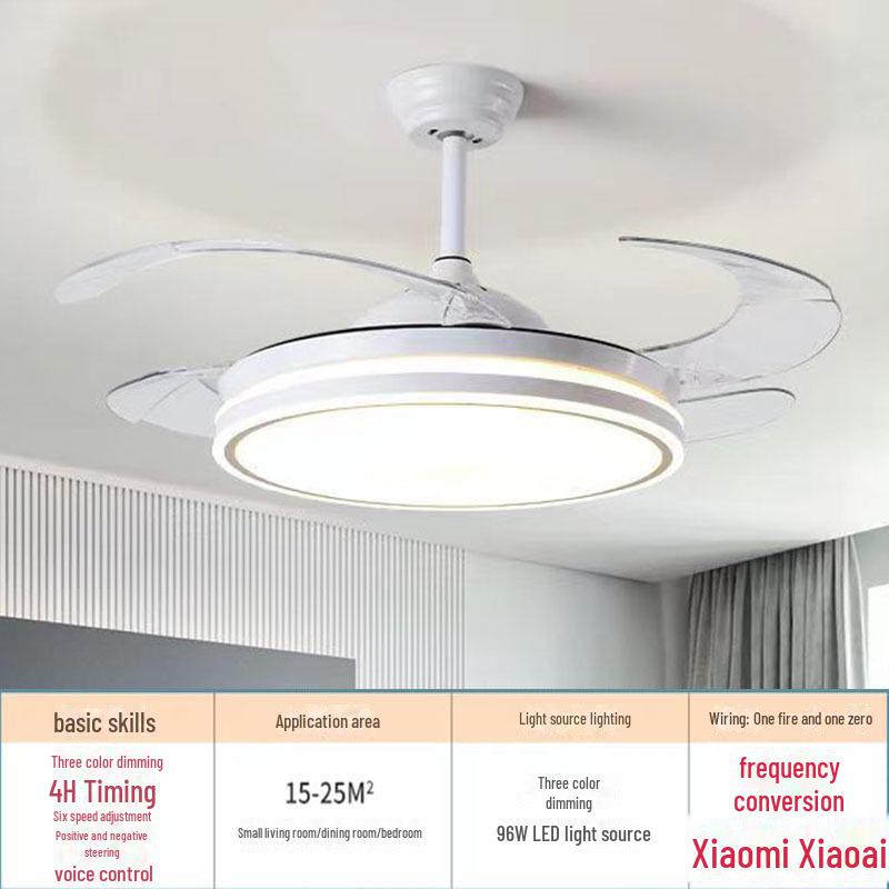 Invisible Ceiling Fan with LED Light - Silent, High Wind, For Living Room & Bedroom