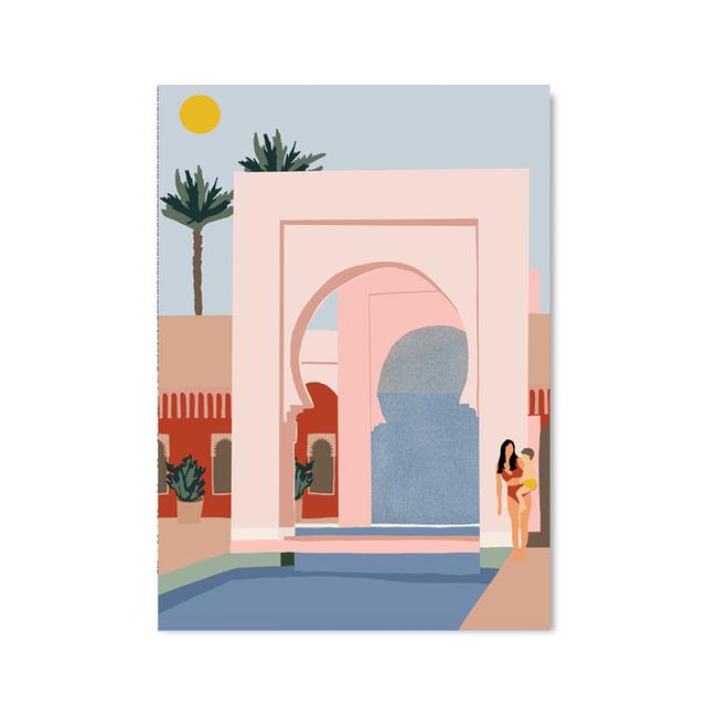 Travel Moroccan House Wall Art Painting Minimalist Architecture Canvas Posters Plant Prints Bohemian Wall Pictures Home Decor No Frame