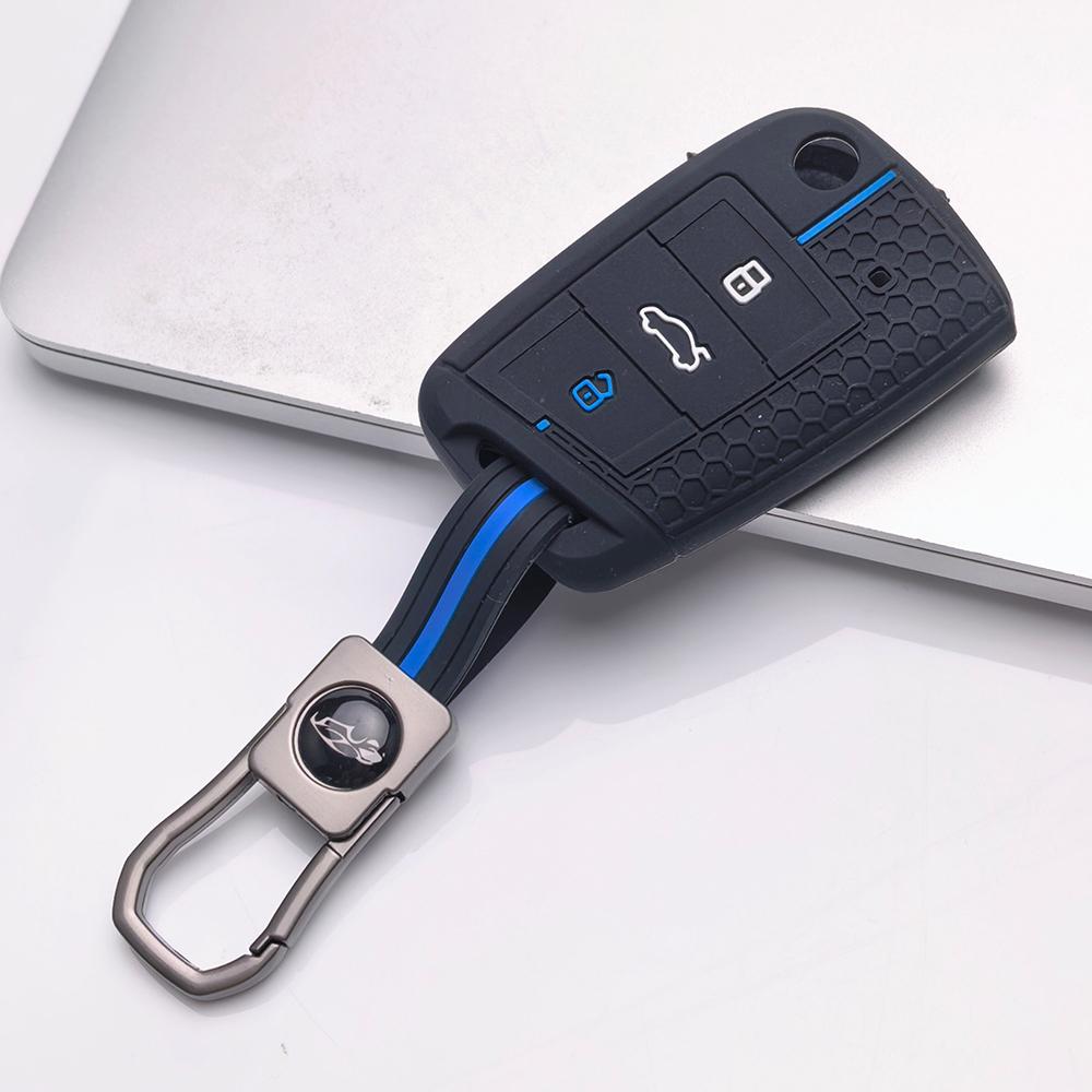 Key Fob Cover for VW Golf Tiguan Passat Polo Octavia A7 Mk7 Mk2 B8 with Keychain Anti-Scratch Surface Shockproof Structure Soft Grip Texture