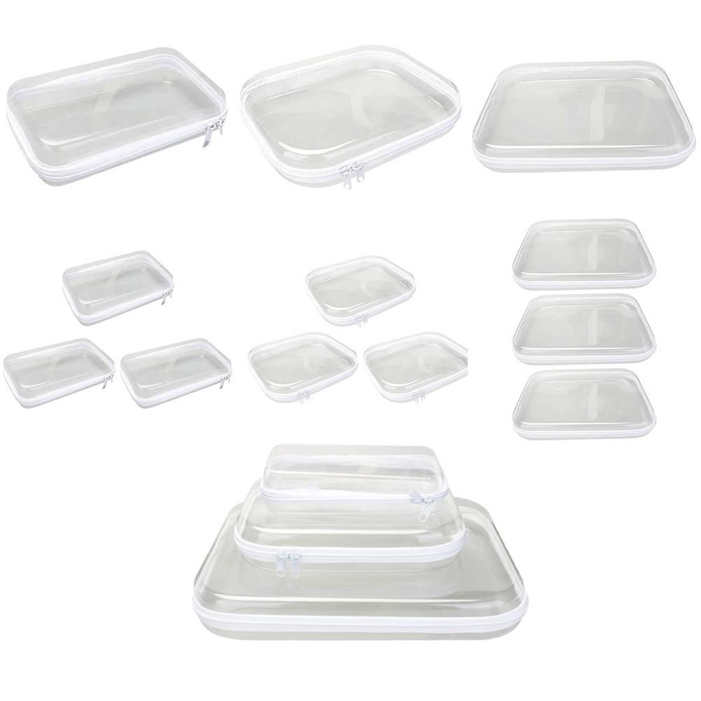 Hartes Transparentes Reißverschluss-Etui Tragbare Aufbewahrung für Gegenstände Reise-Organizer-Box Hartes Reißverschluss-Etui für Spielzeug Bausteine Puzzles Kosmetik