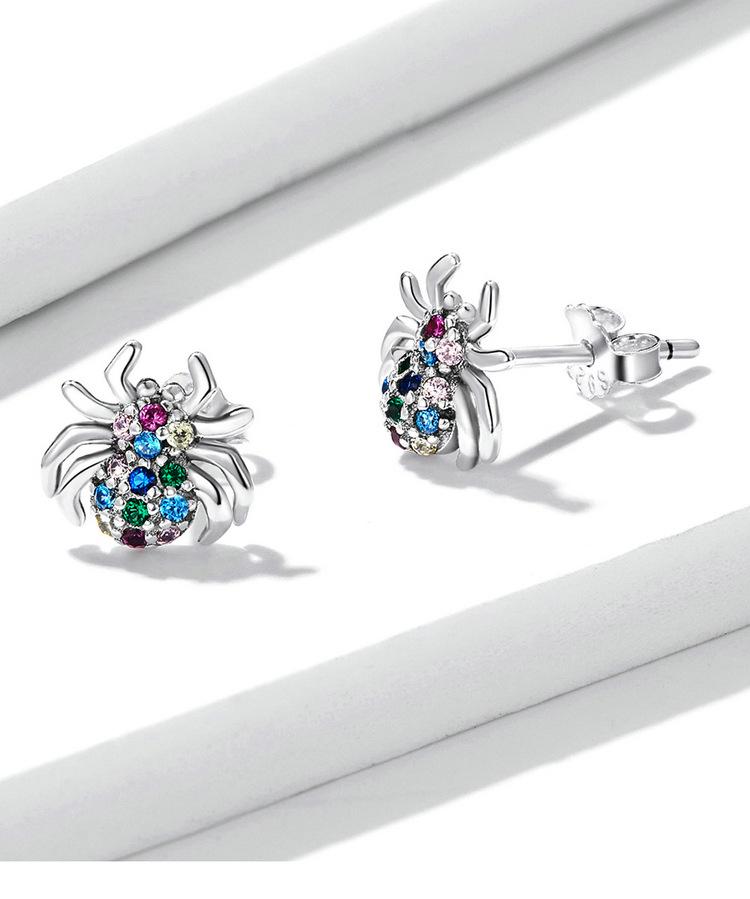 Everlove Dazzling Spider Stud Earrings In Sterling Silver with Colorful Zircon