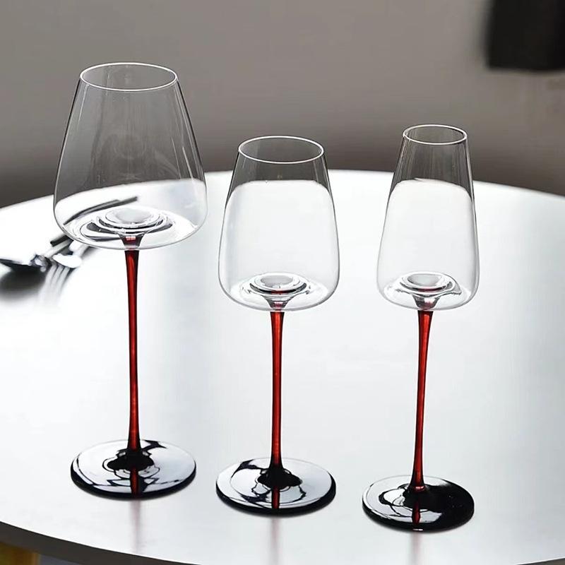Luxury Black Bow Tie Burgundy Wine Glass Decanter Set Large Crystal Wine Champagne Goblet Bar Set