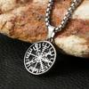 New Small Size Fashion Viking Compass Pendant Stainless Steel Nordic Odin Rune Necklace for Men Women Amulet Jewelry
