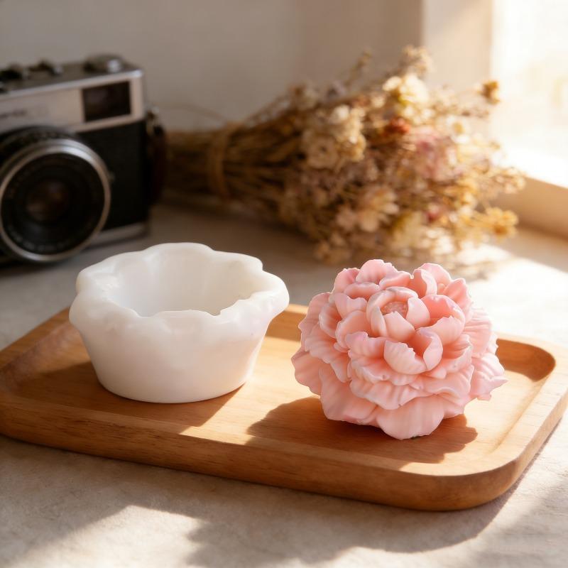 Exquisite Peony Flower Silicone Candle Mold 3D Rose Aromatherapy Gypsum Craft Soap Mold DIY Chocolate Ice Cake Baking Mold