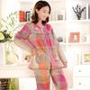 Women’s Plus Size Plaid Cotton Pajama Cardigan Set – Long Sleeve, Woven, for Spring, Summer, and Autumn
