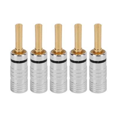 5Pcs J.10054 Serrated Banana Plug 4mm Solderless 24K Gold Plated Speaker Wire Banana Plugs for