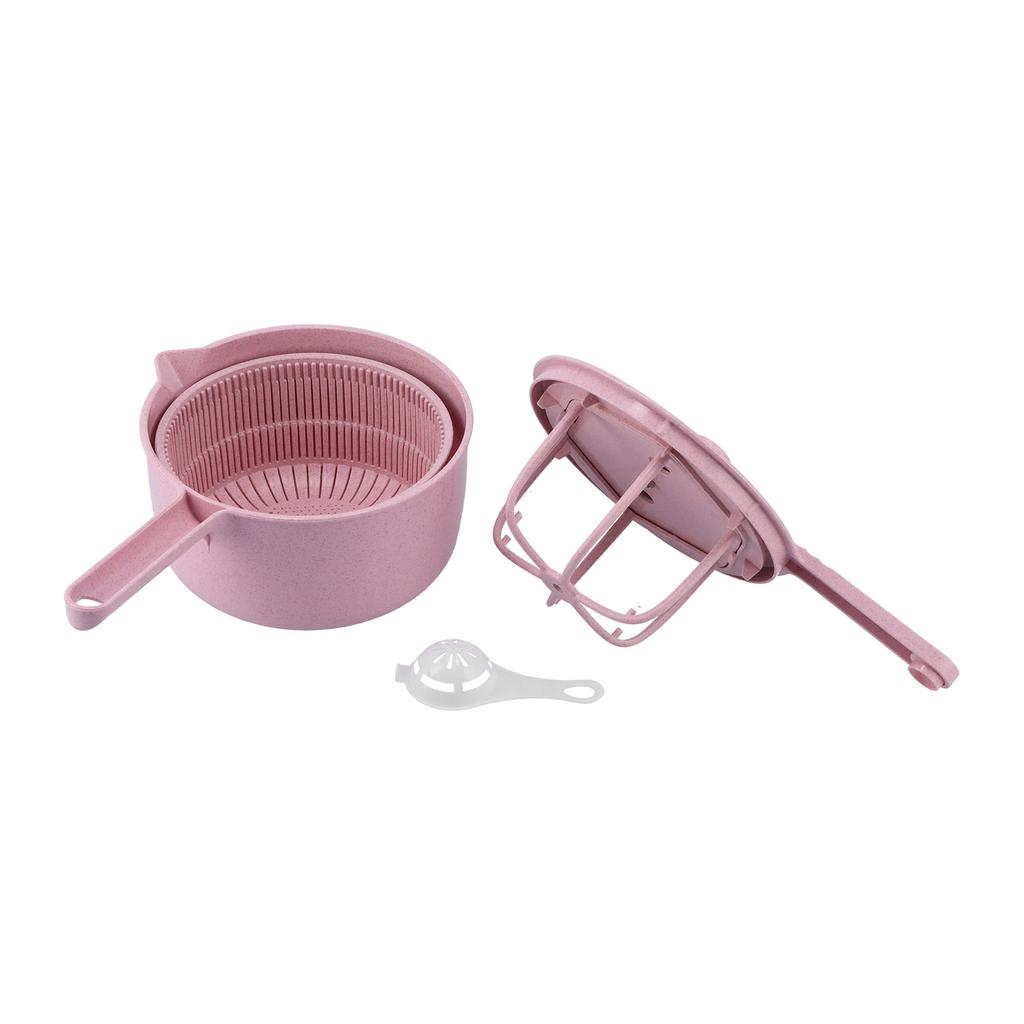 Household Vegetable Drainer Manual Salad Dehydrator Vegetable Washing Basket for KitchenPink