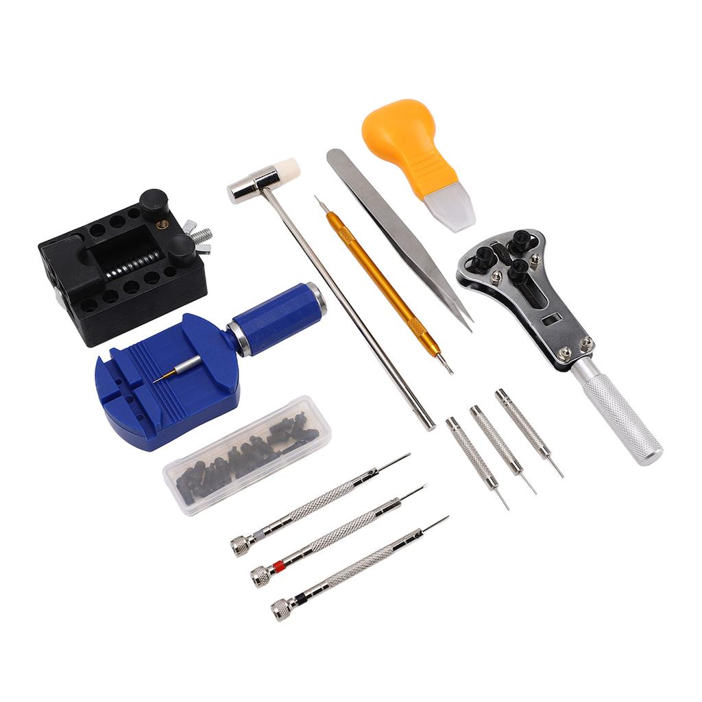 Watch Repair Tool Stainless Steel Watch Battery Replacement Tool Kit with Canvas Case