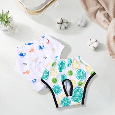 Dog Menstrual Pants Reusable Printed Dog Diapers Breathable Pet Sanitary Panties Elastic Waist Puppy Hygiene Pants for Cats Dogs
