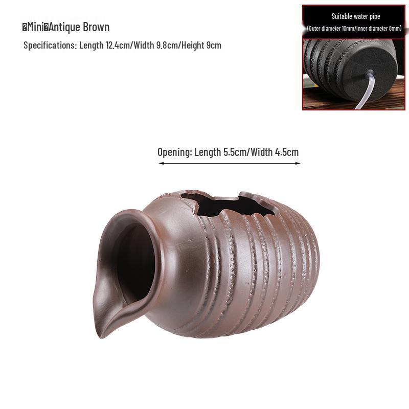 Eco Tank Pottery Jar: Ancient Flow Filtration Ornament for Oxygenating Fish, Courtyard Landscaping, and Fountain Decoration.