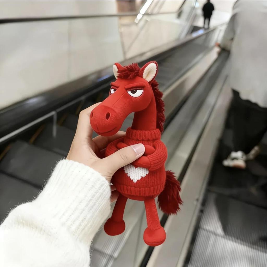 2026 Year of the Horse Mascot Black Horse Plush Bag Pendant Gift