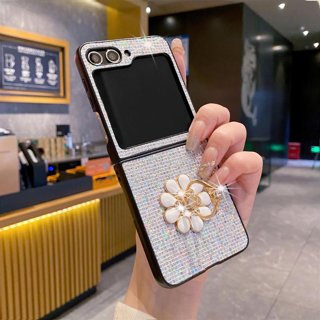 Glitter Stand Hard Shell Phone Case for Samsung Z Flip6/Z Flip4/Flip7