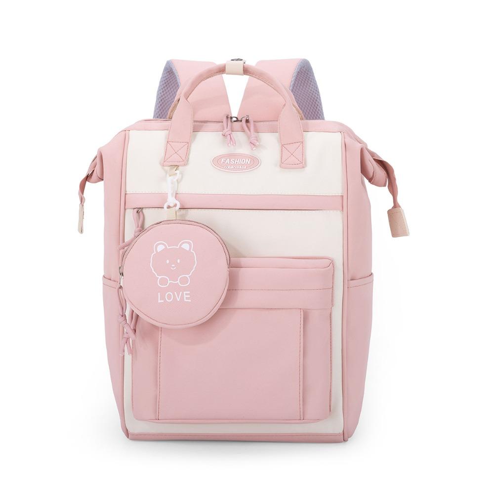 

Повседневный дорожный рюкзак большой вместимости, нейлоновая сумка через плечо, модный студенческий школьный рюкзак для улицы розовый