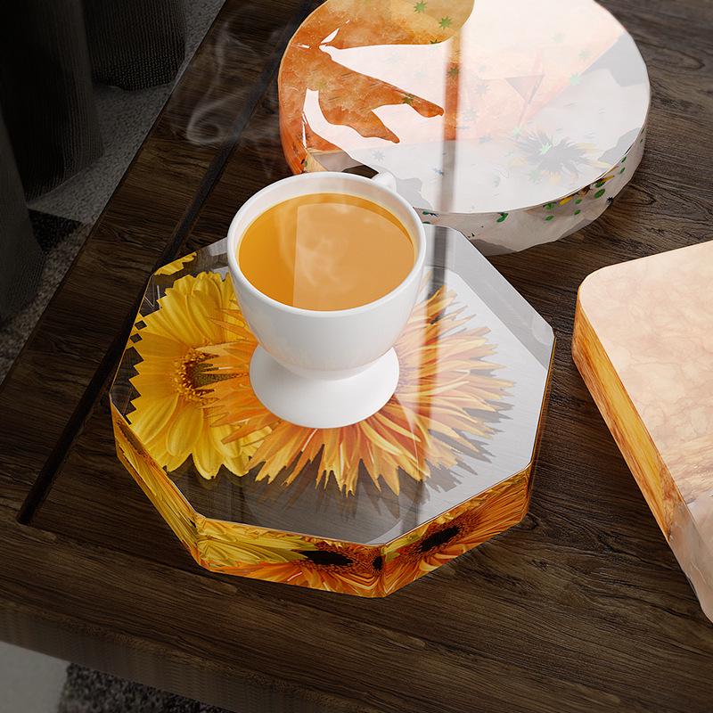 Mohn Kristall Silikon Untersetzer Form - 6 Hohlräume, 2 cm Dick, Rund/Quadratisch/Achtkantig