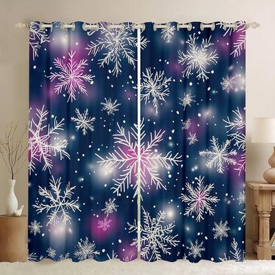 Snowflake Curtains Drapes Merry Christmas Decor Child Boys Girls New Year Gift Glitter Galaxy Curtain Blackout Made Of Polyester