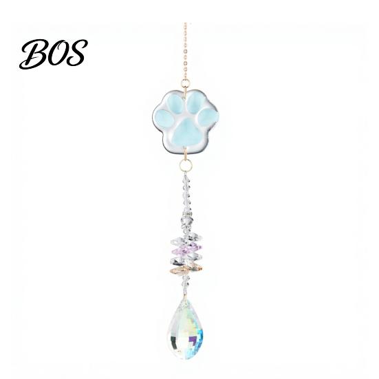 K9 Crystal Wind Chime Cat Paw Chimes, Suncatchers for Windows Hanging, Window Hanging Decor Prism Rainbow Maker Indoor Outdoor Home Garden Multi-color небесно-голубой