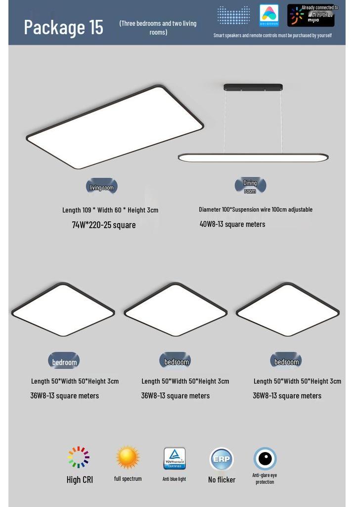 Smart Minimalist Ceiling Light with Full Spectrum Eye Protection for Living Rooms