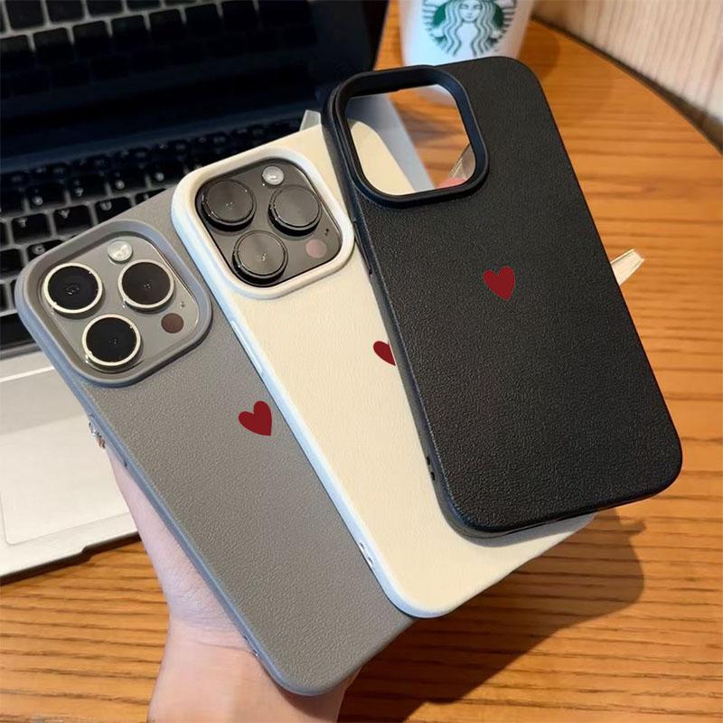 Minimalist Red Heart Print Pattern Design Protective Cover for iPhone 17 16 15 14 13 12 11 16E Series Pro Max Plus