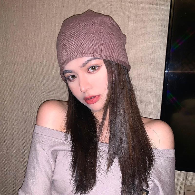 Korean Style Trendy Slouchy Beanie for Women and Men - Thin, Knitted, Youthful Fashion with Applique Design.