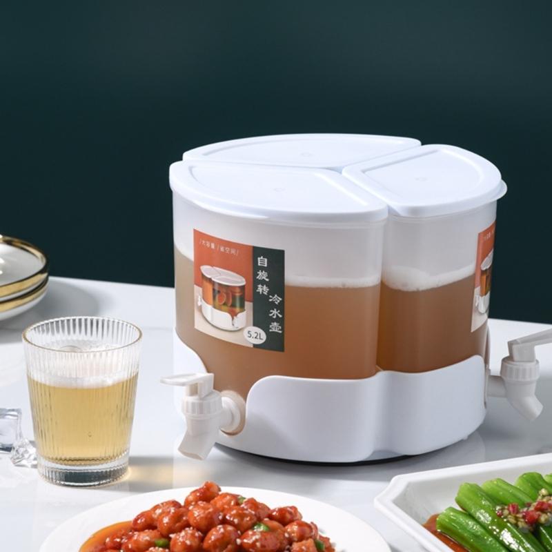 Multifunctional Cold Water Pitcher With Rotating Spouts For Family Gatherings Outdoors Activity Food Safe Plastic Container