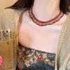 Tang Ming Song Dynasty Beads Necklace Ethnic Style Multi-layer Lace Necklace  Girls