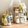 360-Degree Rotating Spice Rack, Condiment Rack, Rotating Tabletop Tray, Condiment Storage, Kitchen Storage, Cosmetics Storage, 2-Tier Round Shape, Lar