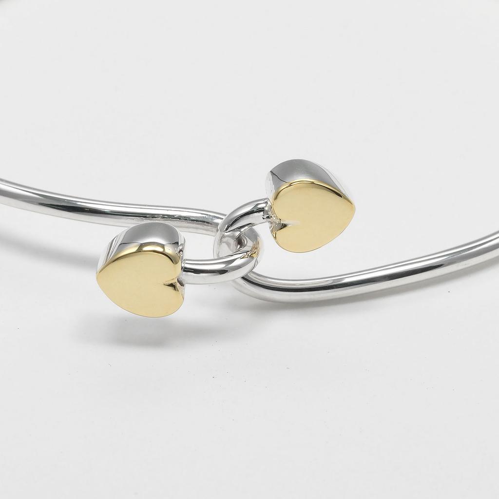 TIFFANY&Co. Double heart Bracelet Silver925/K18 yellow gold 8.5g Women Used