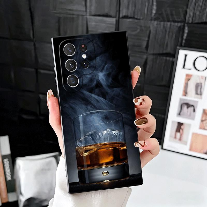 Cigar Whiskey Ice Drink Soft Phone Case for Samsung Galaxy S26 S25 Edge S24 Ultra S23 Plus S22 S21 FE S20 Black Cover Back Shell