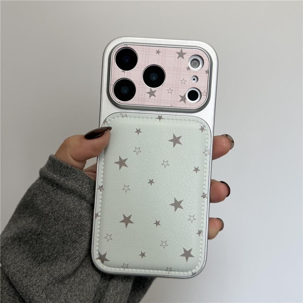 

INS Style Matcha Green Stars Phone Case Compatible with iPhone 17 Pro and 14 Pro, Korean Niche Design iPhone 17 Pro