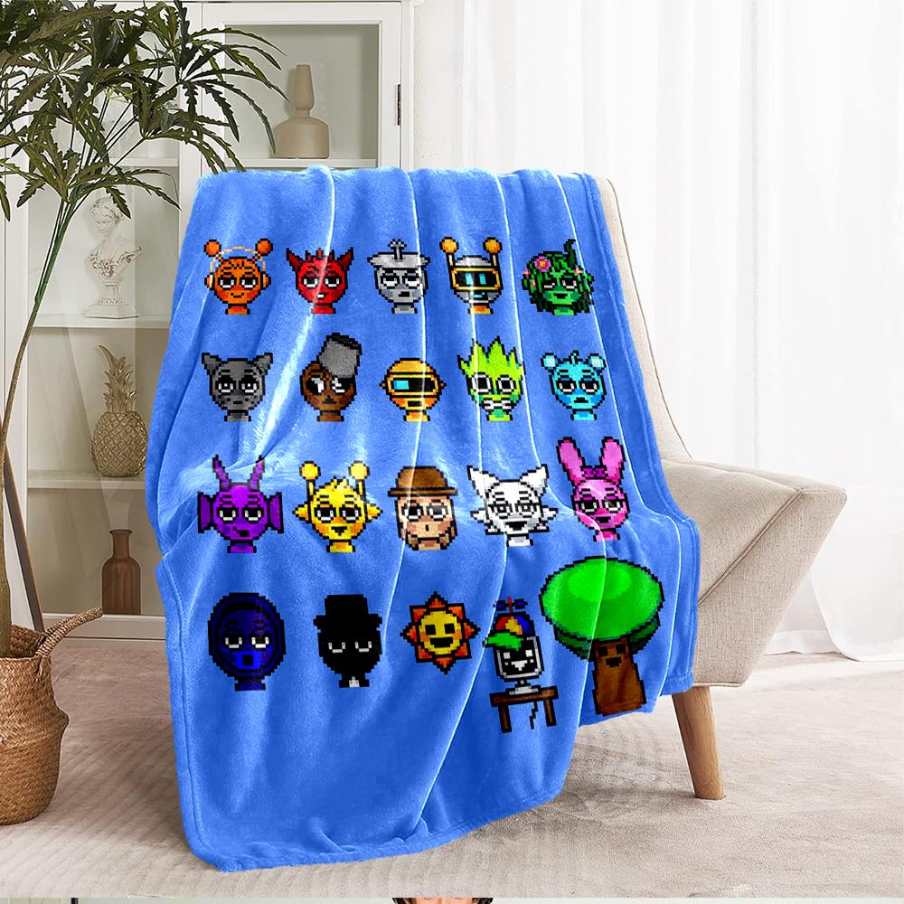Coperta stampata a tema Sprunki - Perfetta per divano, letto, viaggi e uso all'aperto | Lavabile in lavatrice, accogliente e resistente.