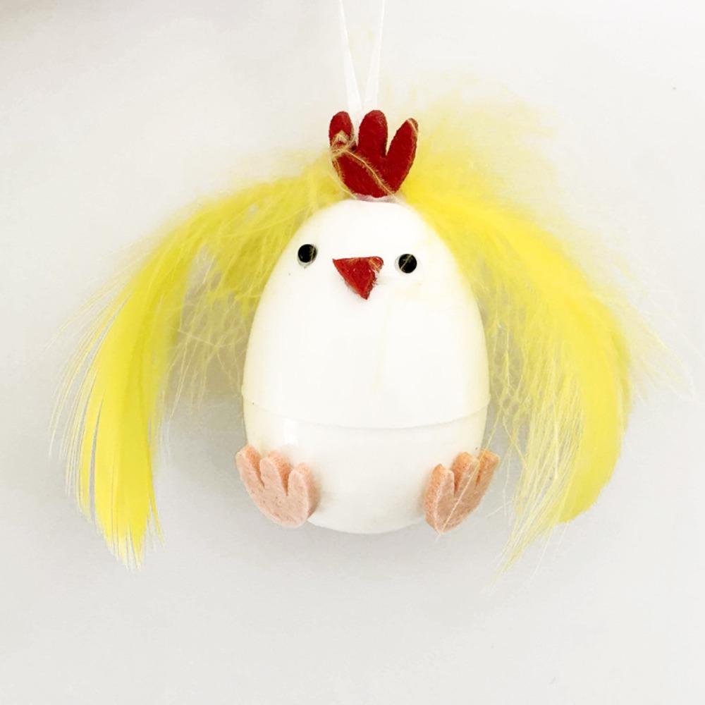 

Wear-resistant Feathered Chicken Ornaments Plastic Eggshells Easter Hanging Eggs Home Decor