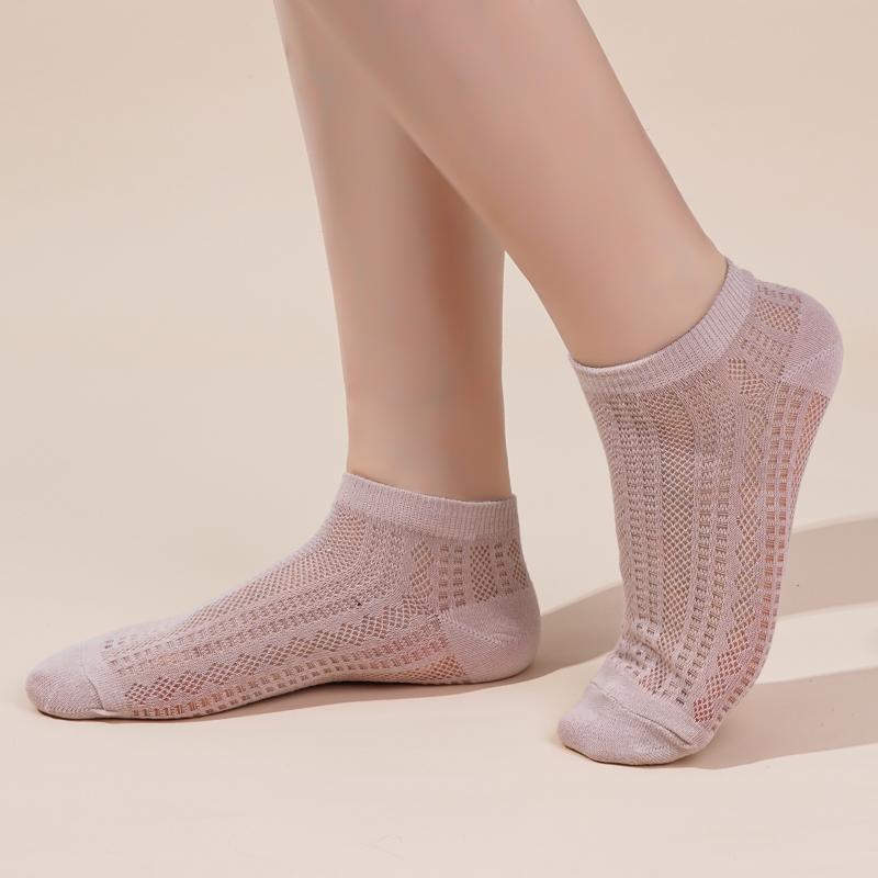 Summer Solid Women Summer Breathable Mesh Ankle Socks for Women Girls Fashion Harajuku Candy Color Cotton Low Cut Hollow Out Socks