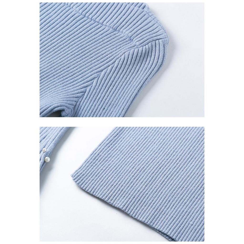 Solid Flare Zimní oblečení Dlouhý rukáv Dámský Pulovr Svetr 2023 Nový Jarní Korejský Pletený Svetr Korálky Límka Krk Úplet