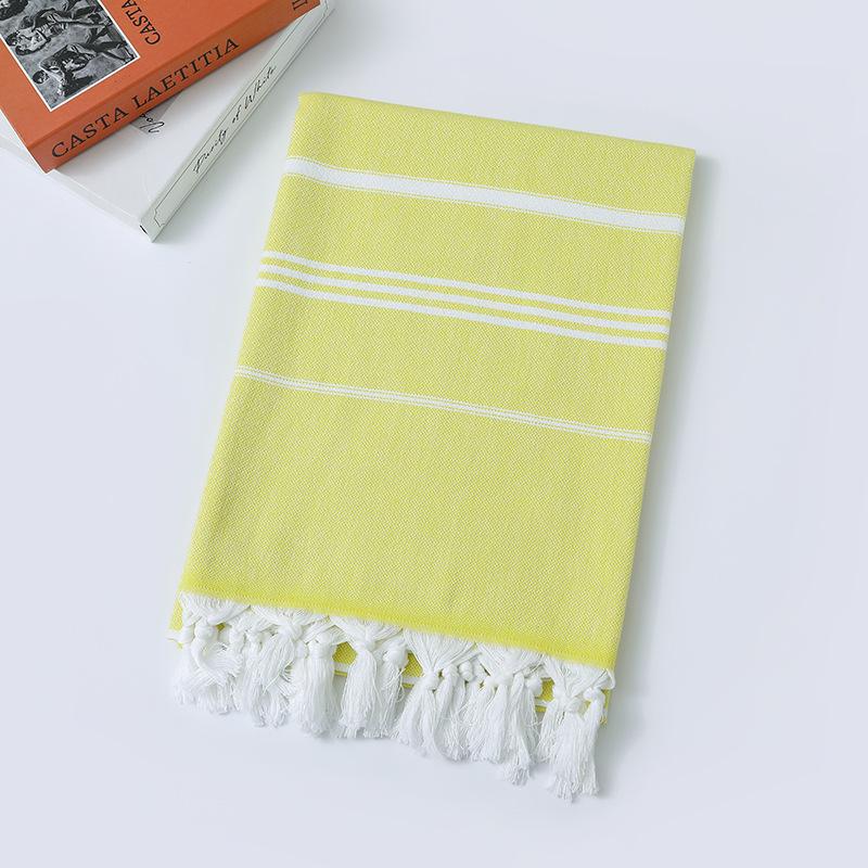100% Cotton Striped Tassel Beach Towel - 30 Color Options