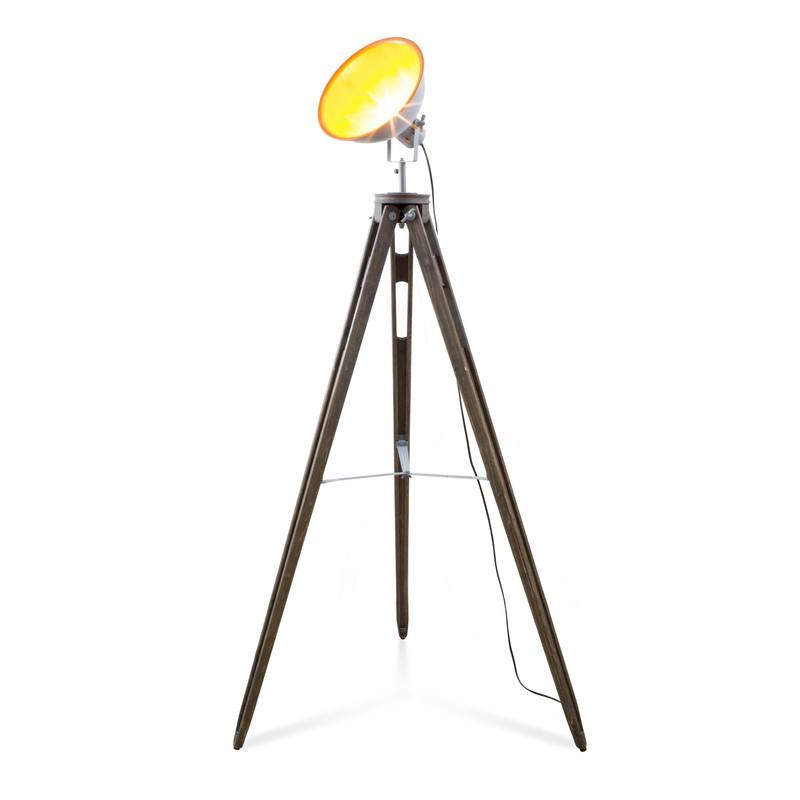 Gasoline - Lampadaire Trépied Factory_trep_proje - Bois & Métal - Tête Pivotante 360° - Design Industriel