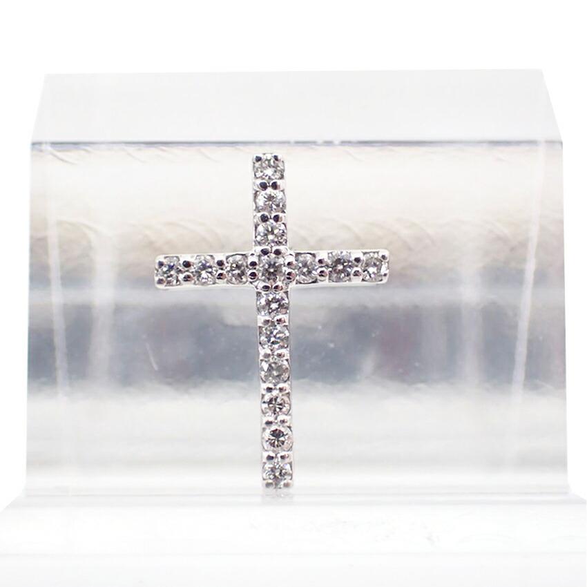 

[Б/у] Подвеска-крест из K18WG с бриллиантами/0,16 карата/g524-31