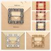 1 X Square Rhinestone Crystal Buckle Fit With Wedding Ribbon