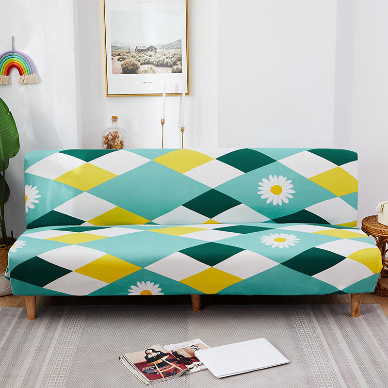 Plaid Elastic Bedspread on The Folding Sofa Bed Covers for Living Room Big Couch Cover Long Chair Without Armrests Slipcovers