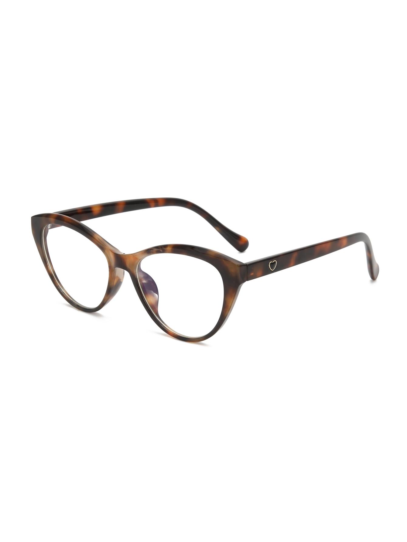 

Cat s-eye glasses with heart advanced black frame plain face and large frame can be matched with degree frame fashion glasses