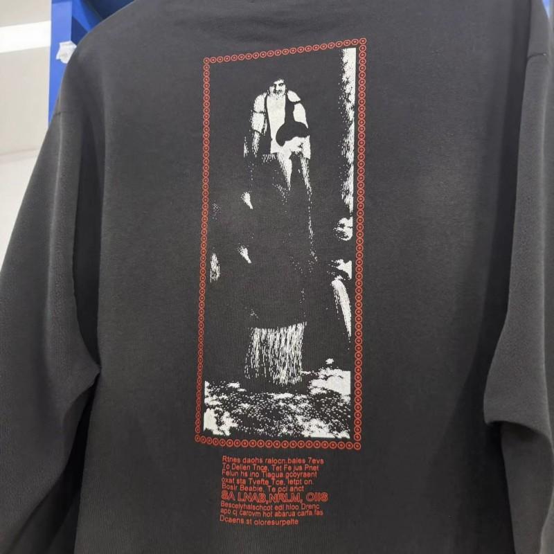 Washed Vintage Long Sleeve T-Shirt Men Loose Fit Cotton Crewneck Streetwear 2026