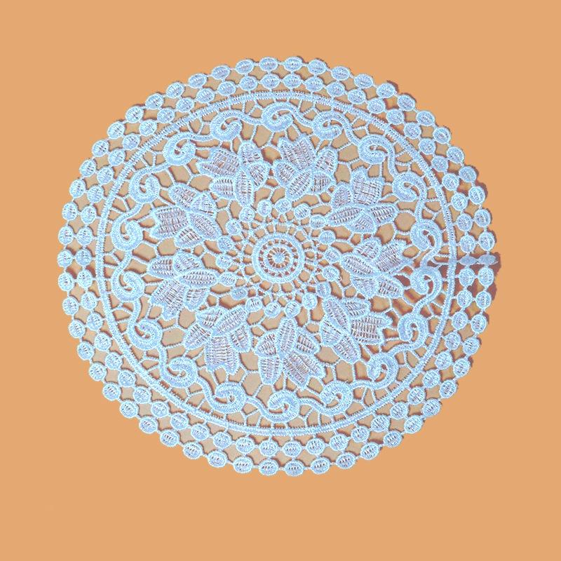 20cm Cotton Crochet Table Placemat French Embroidered Lace Coaster Cloth Coffee Mug Dining Mat Pad Wedding Banquet Home Decor