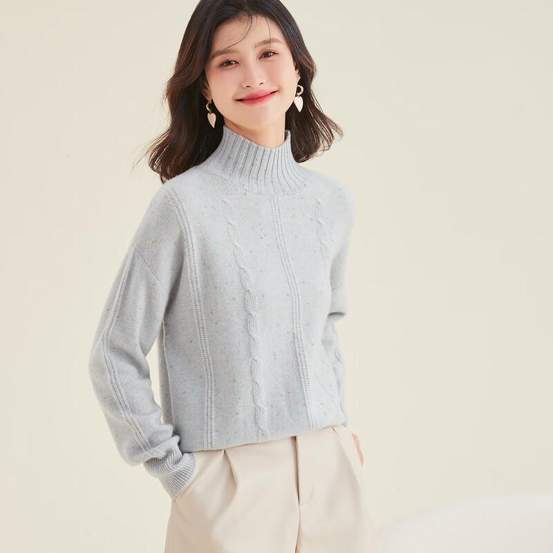 Women's Thickened 100% Merino Wool Turtleneck Cable-Knit Sweater