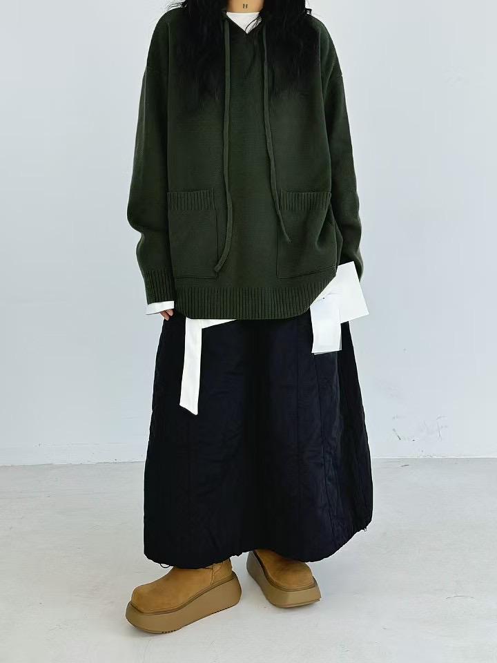 

Becabeau Women s Winter Korean Style Plus Size Hooded Knitted Sweater One Size зелёный