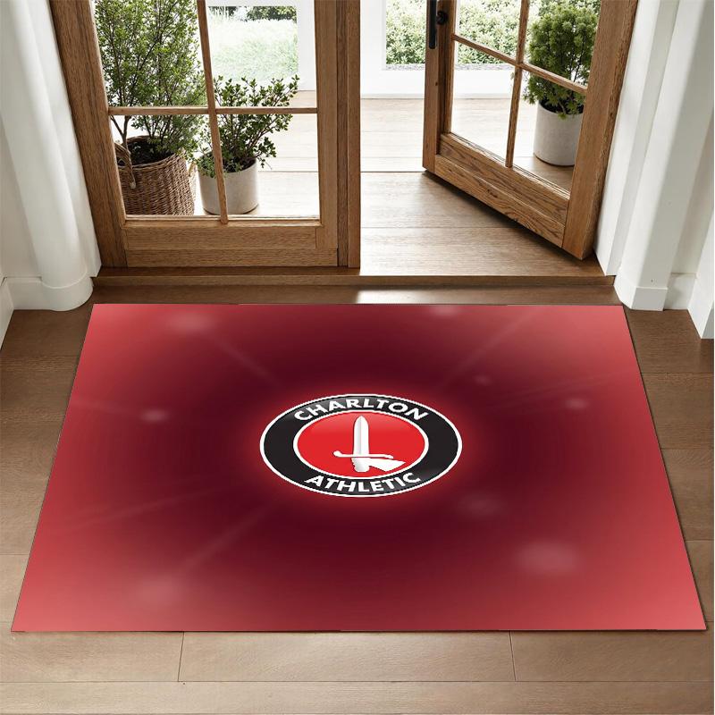 Charlton Athletic FC Design Crystal Velvet Rug Soft Decorative Mat for Bedroom Entrance
