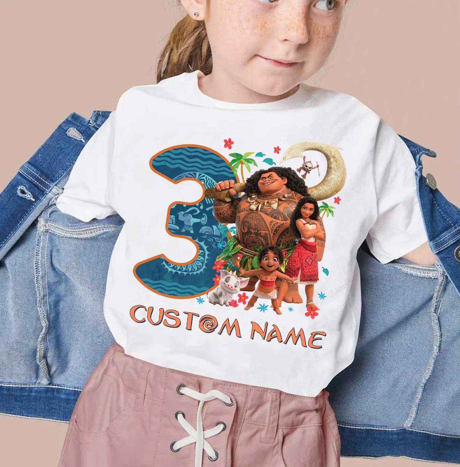 Disney Moana 2 Princess Birthday Girl Moana Maui Pua Unisex Adult Kid Tee 551423 3XL