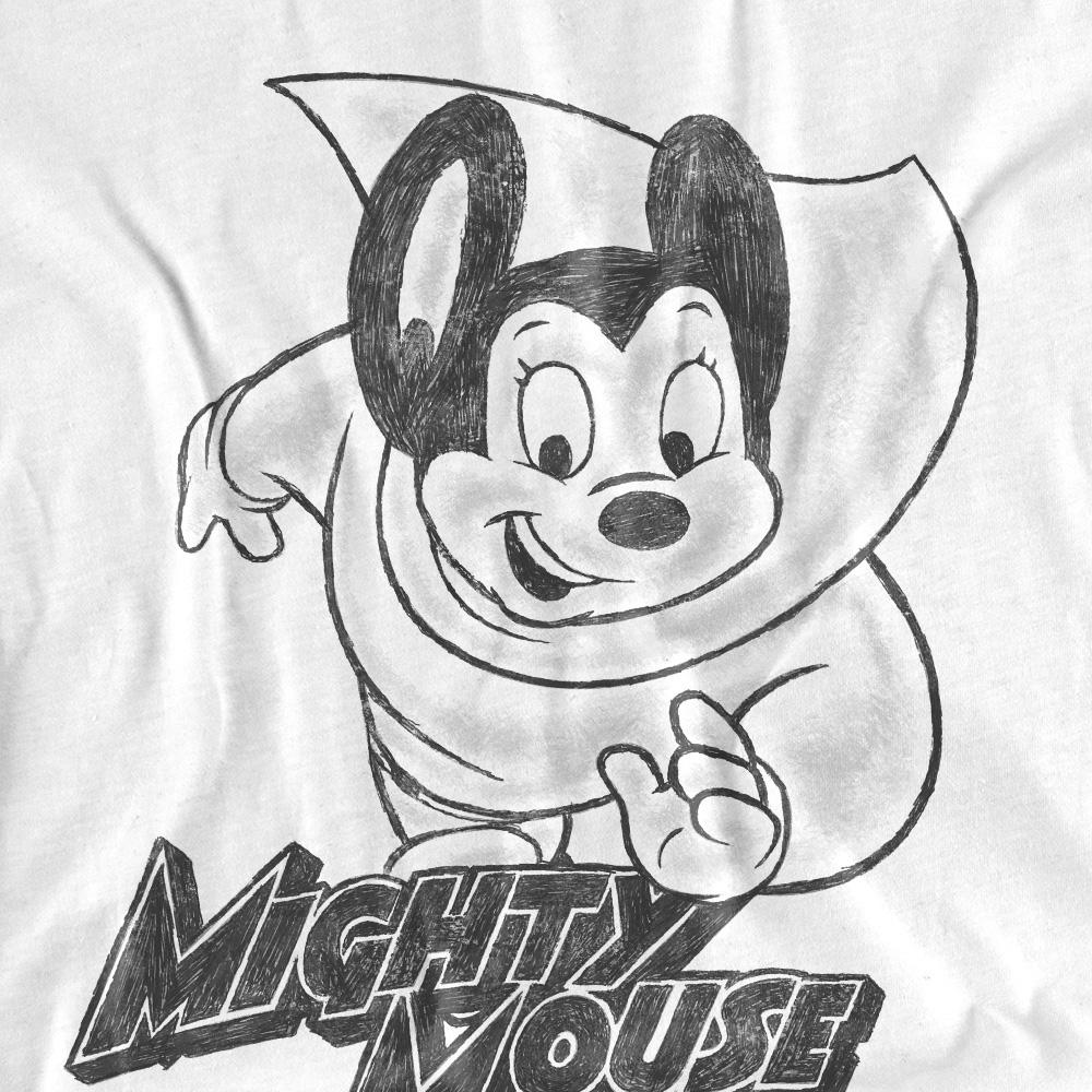 Mighty Mouse Unisex Adult Mighty Sketch T-Shirt