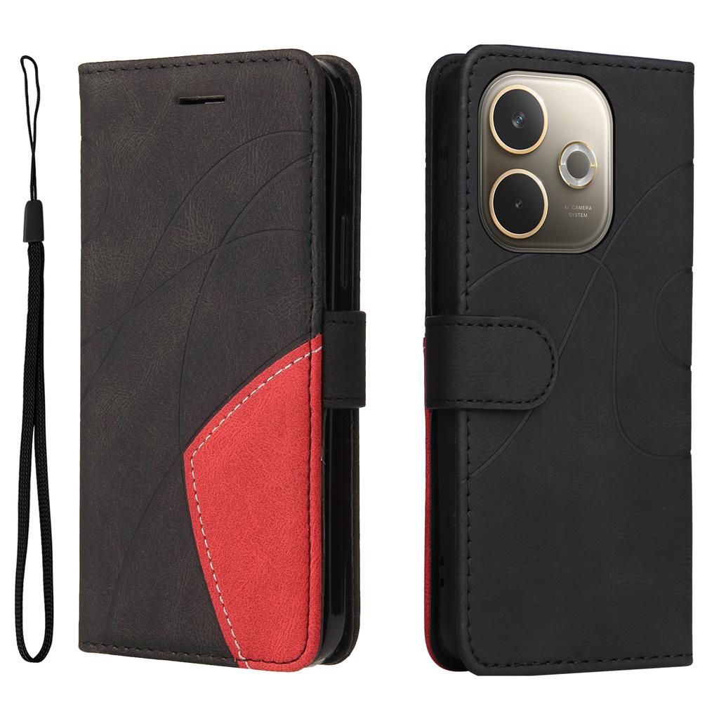 Für Oppo A5 Energy 5G (China)/Oppo A5 Pro 4G (Global) Handyhülle aus Leder mit Ständer und Brieftasche im zweifarbigen Spleißdesign