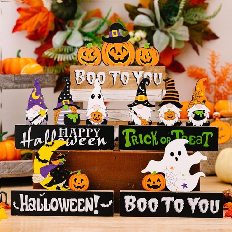 Halloween Gnomes Wooden Ornaments for Haunted House Halloween Party Decoration