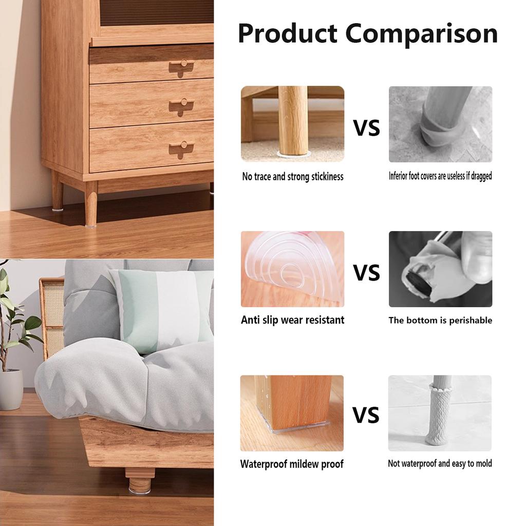 4Pcs Silicone Non Slip Pad Anti Moving Table Foot Mat Bed Foot Antislip Fixator Clear Anti Vibration Pads Furniture Gasket